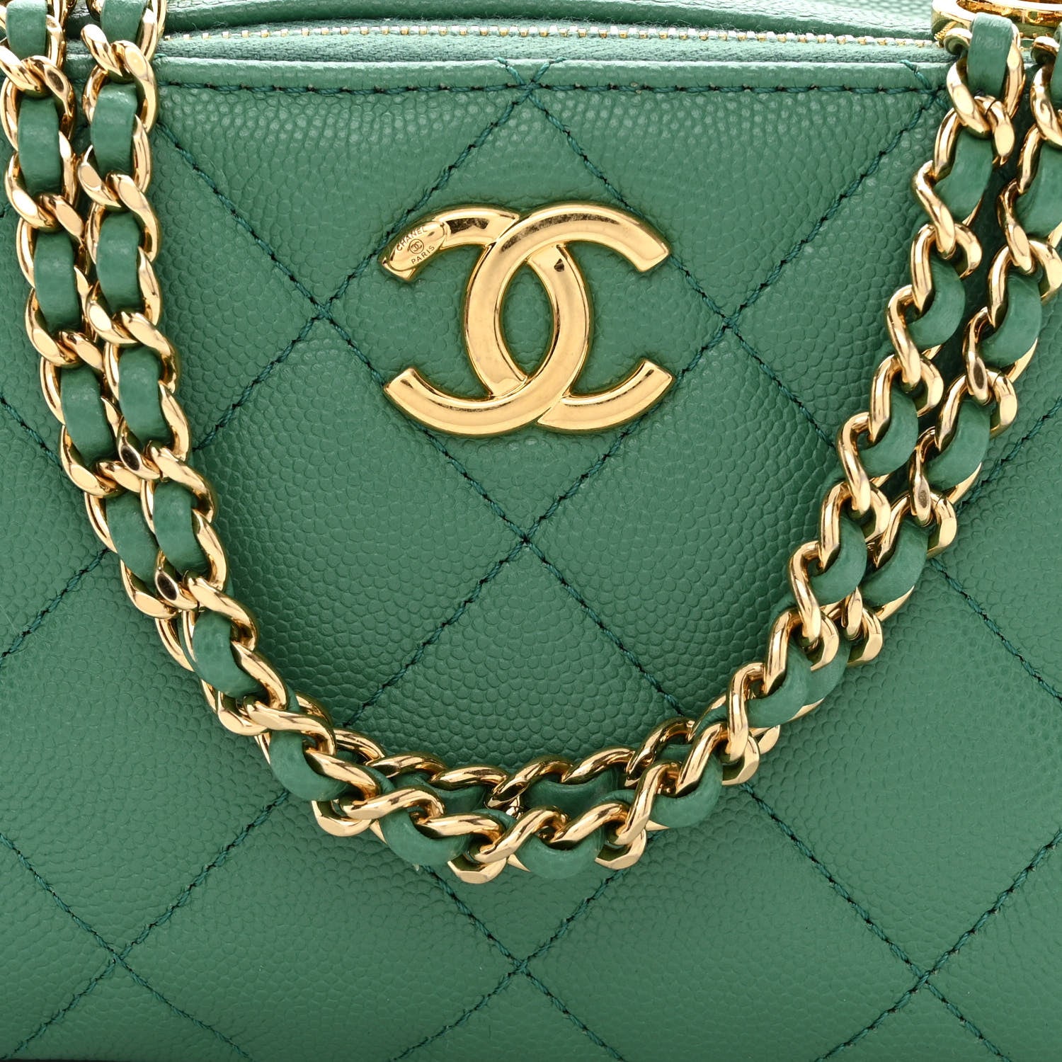 Chanel Caviar Quilted Mini CC You Camera Case Dark Green 8 of 11