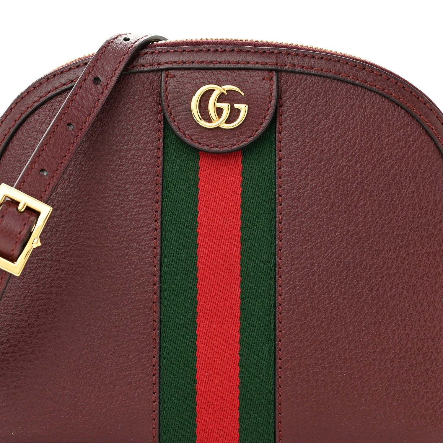 Gucci Textured Calfskin Web Small Ophidia Dome Shoulder Bag Vintage Bordeaux 8 of 10
