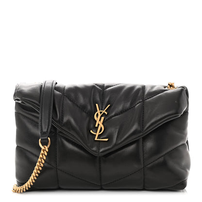 Saint Laurent Lambskin Quilted Toy Loulou Puffer Monogram Chain Satchel Black 1 of 9
