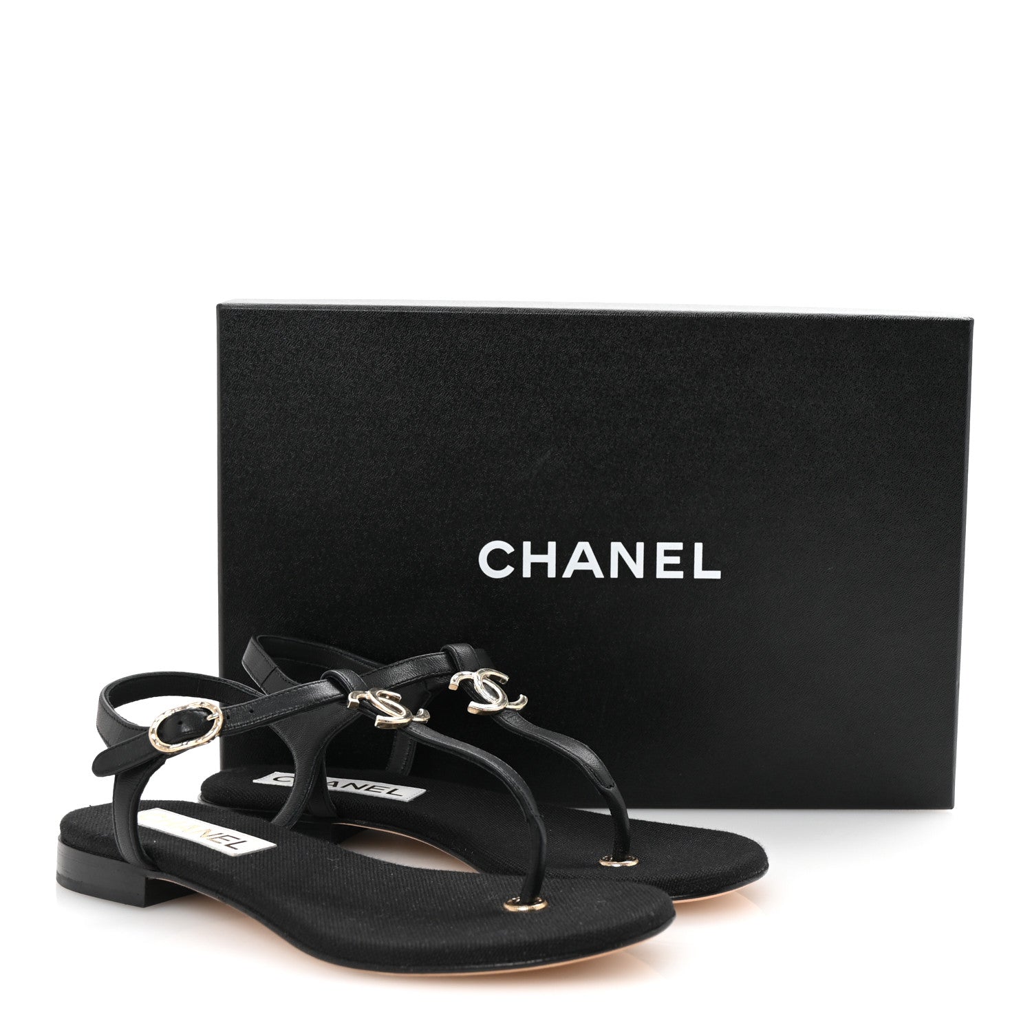 Chanel Lambskin CC Logo Thong Sandals 36 Black 10 of 10