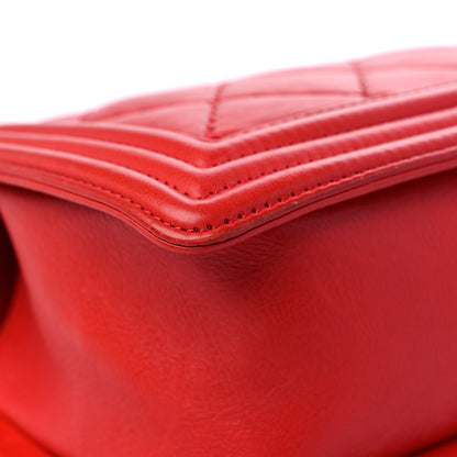 Chanel Calfskin Quilted Double Stitch Medium Boy Flap Red 10 of 14