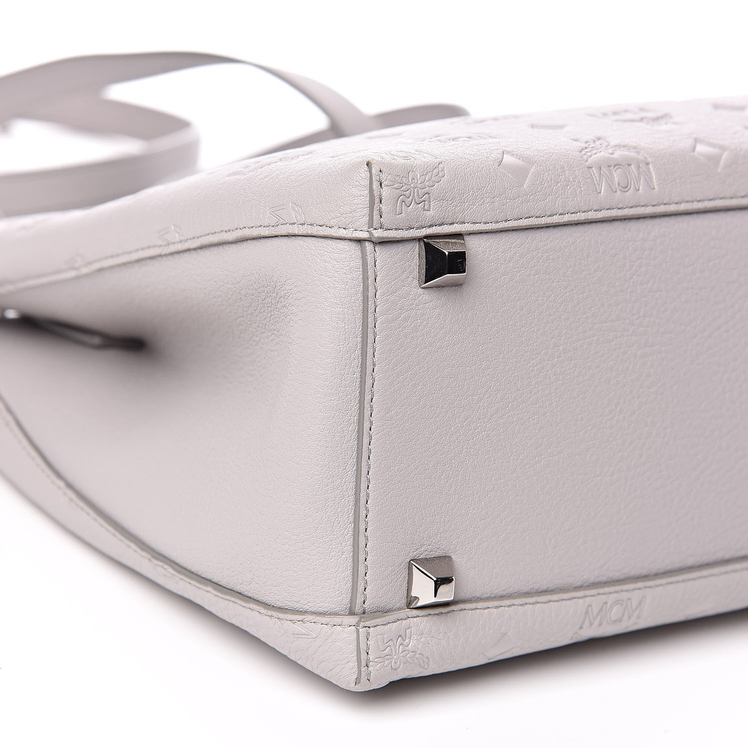 MCM Calfskin Ottomar Monogram Sarah Medium Hobo Dove Grey 8 of 9