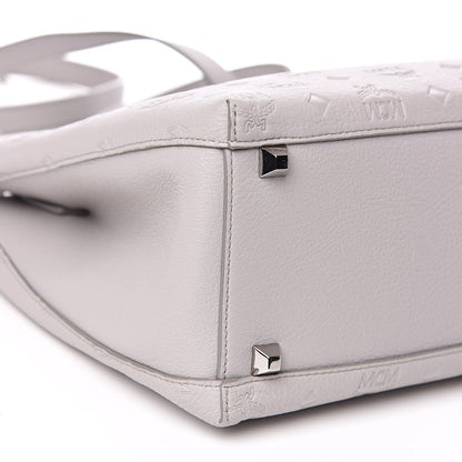 MCM Calfskin Ottomar Monogram Sarah Medium Hobo Dove Grey 8 of 9