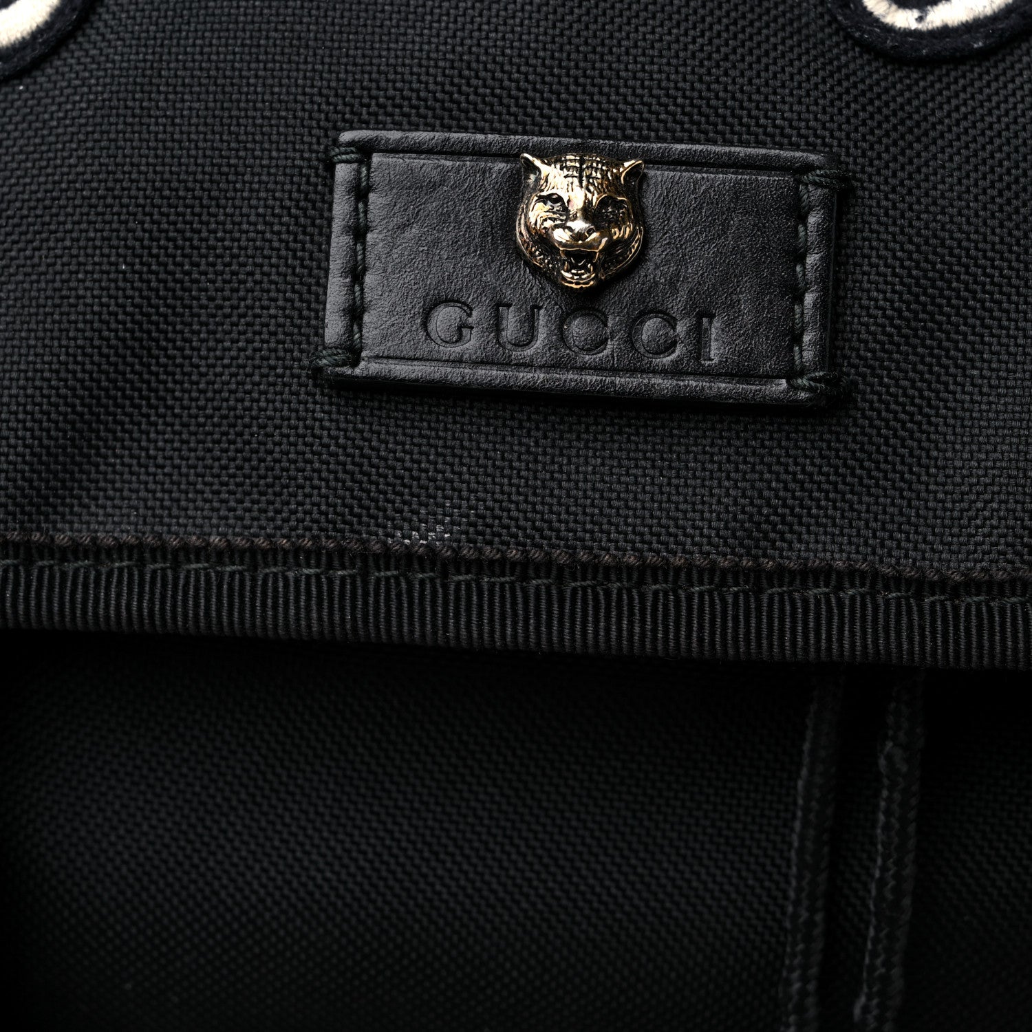 Gucci Techno Canvas Web L'Aveugle Par Amour Embroidered Double Buckle Backpack Black 14 of 18
