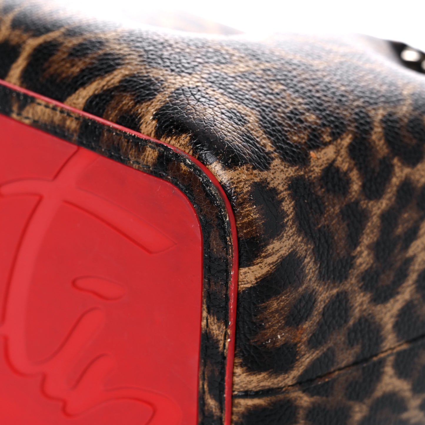 Calfskin Empire Leopard Print Spiked Large Cabarock Shopper Tote Brown