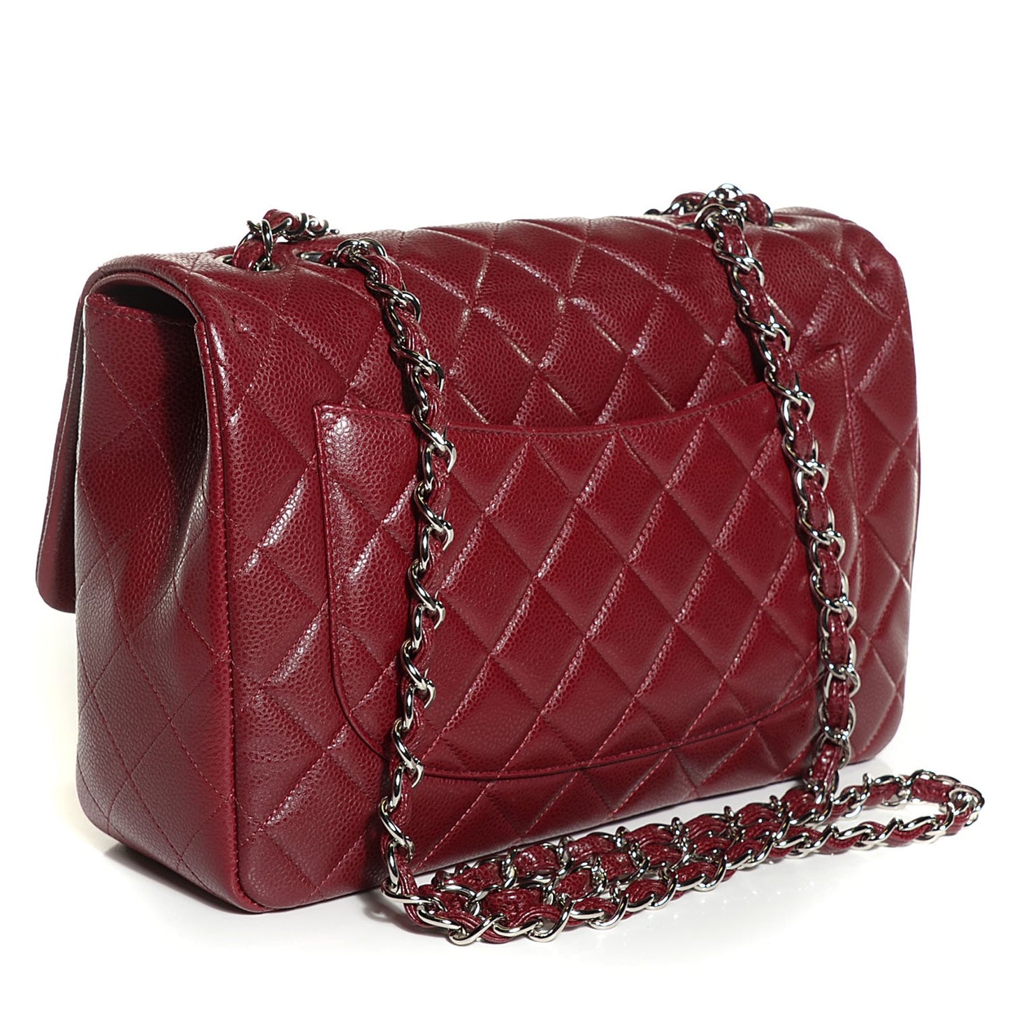 Caviar Jumbo Single Flap Dark Red