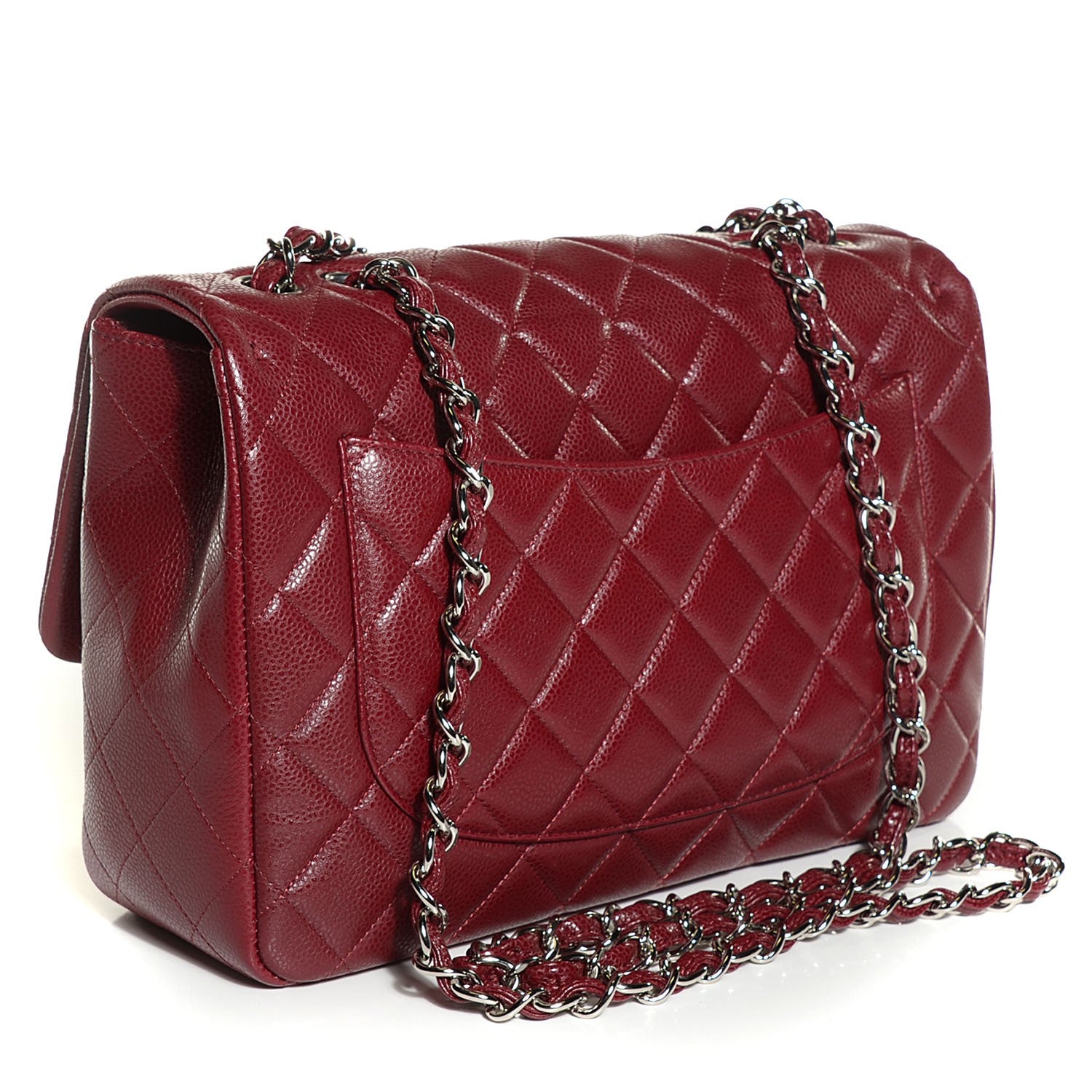 Chanel Caviar Jumbo Single Flap Dark Red 3 of 16