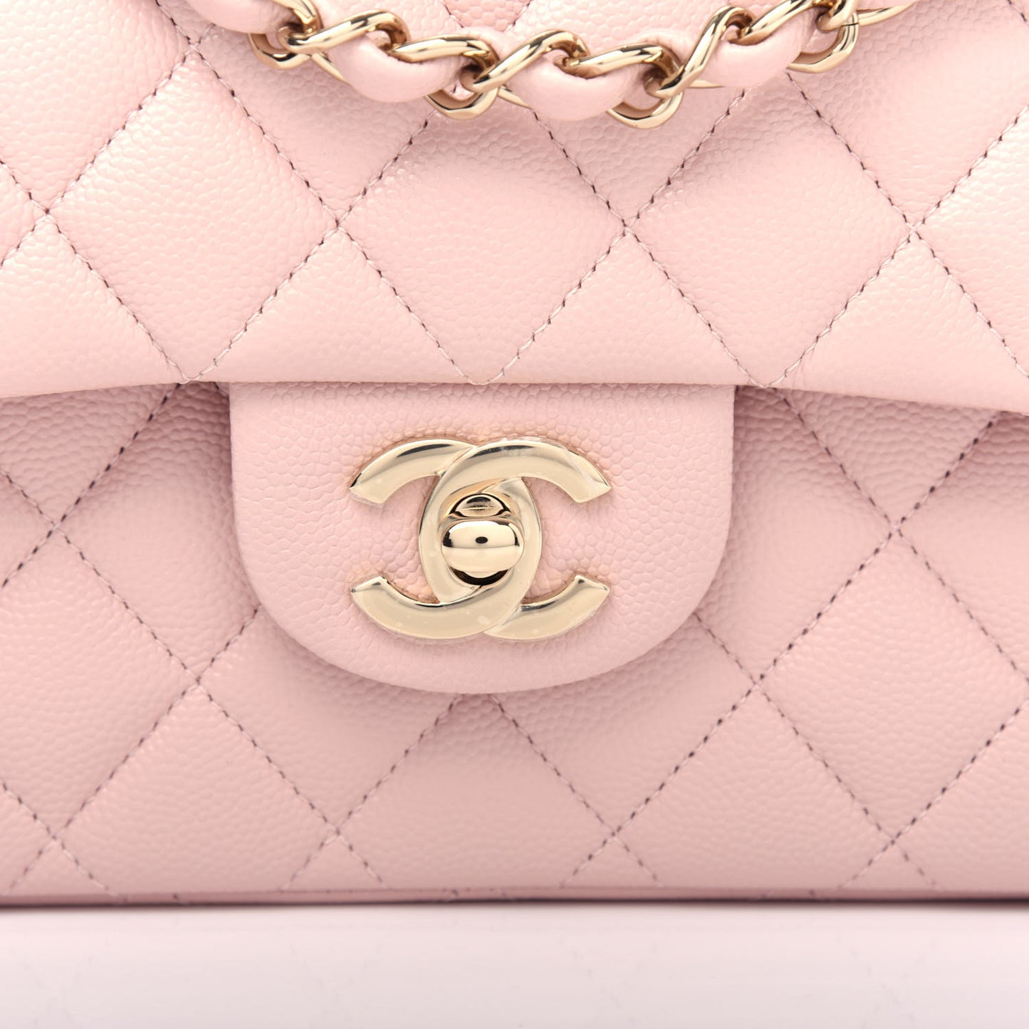 Caviar Quilted Small Double Flap Light Pink