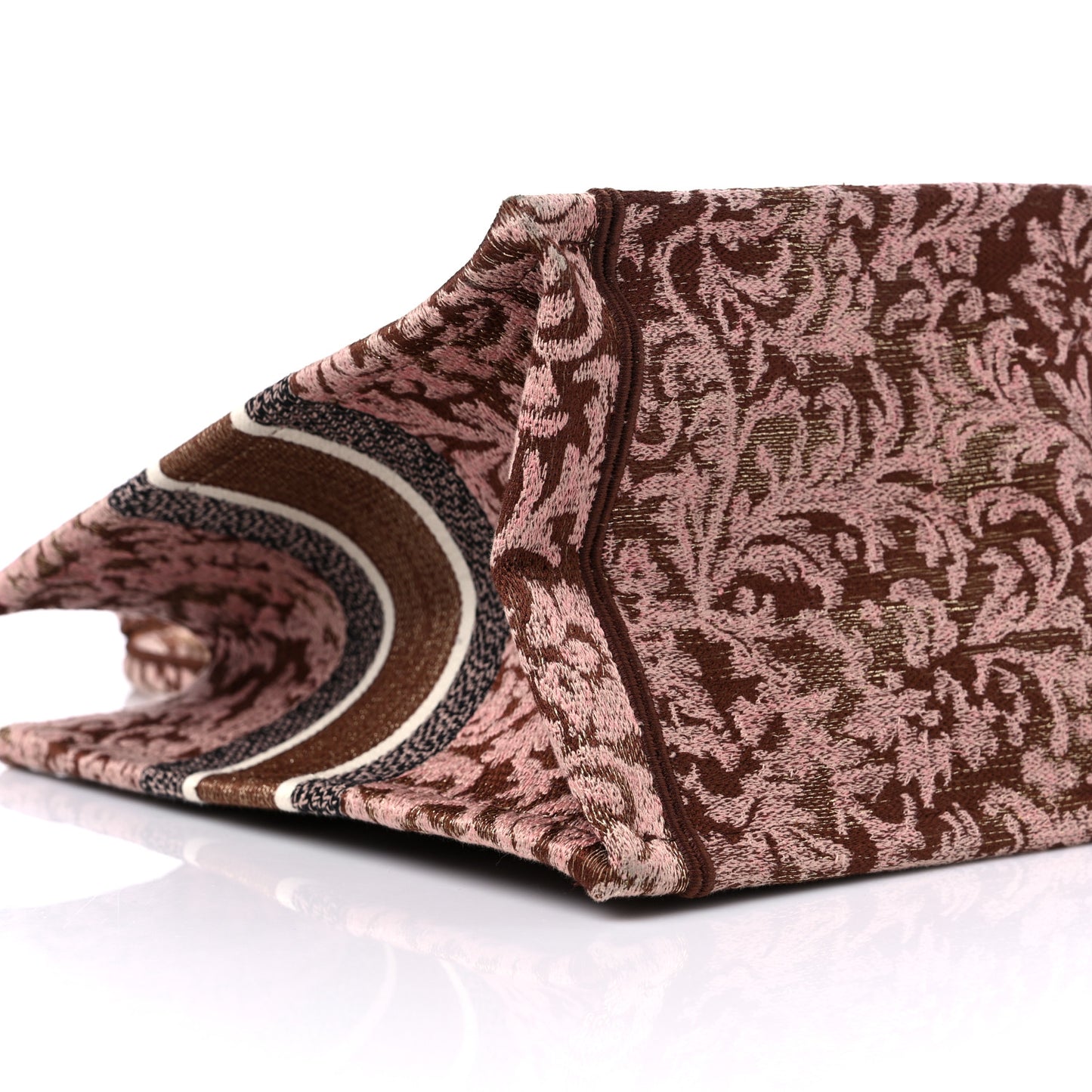 Canvas Embroidered Medium Brocart Book Tote Metallic Pink