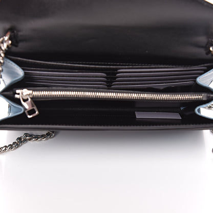 Alexander McQueen Calfskin Crystal Pin Envelope Wallet On Chain Blue 5 of 10
