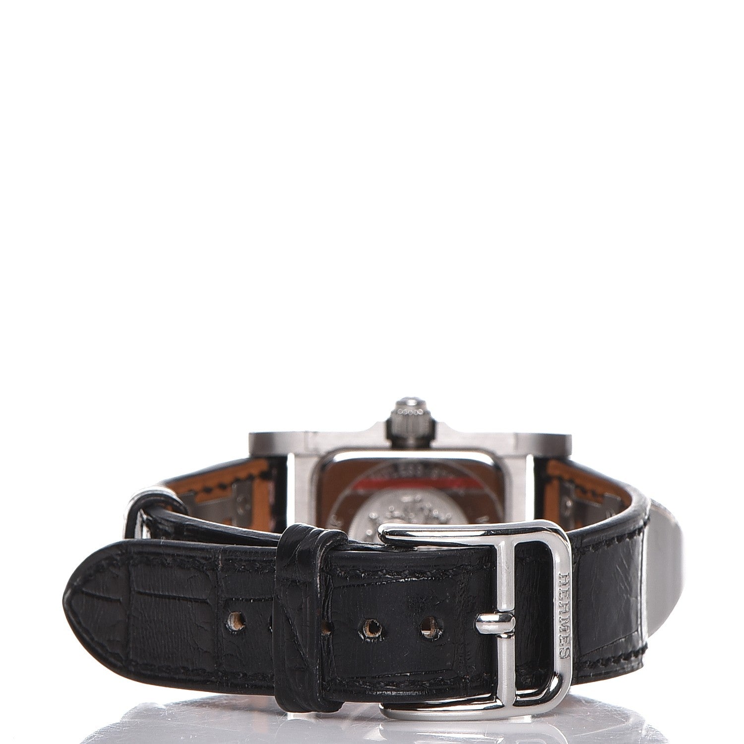 Hermes Stainless Steel Alligator Diamond 23mm Medor Quartz Watch Noir 4 of 9