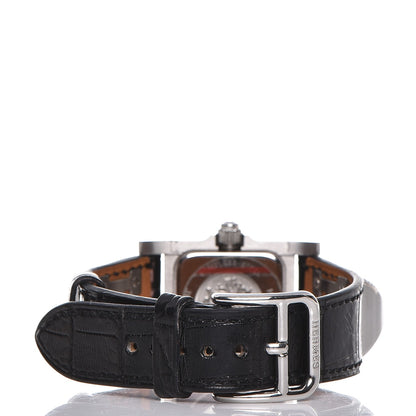 Hermes Stainless Steel Alligator Diamond 23mm Medor Quartz Watch Noir 4 of 9