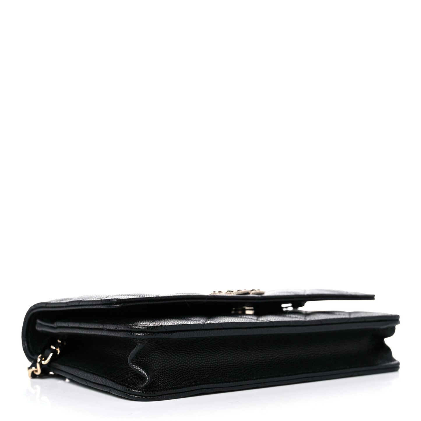 Caviar Quilted Crystal CC Wallet On Chain WOC Black