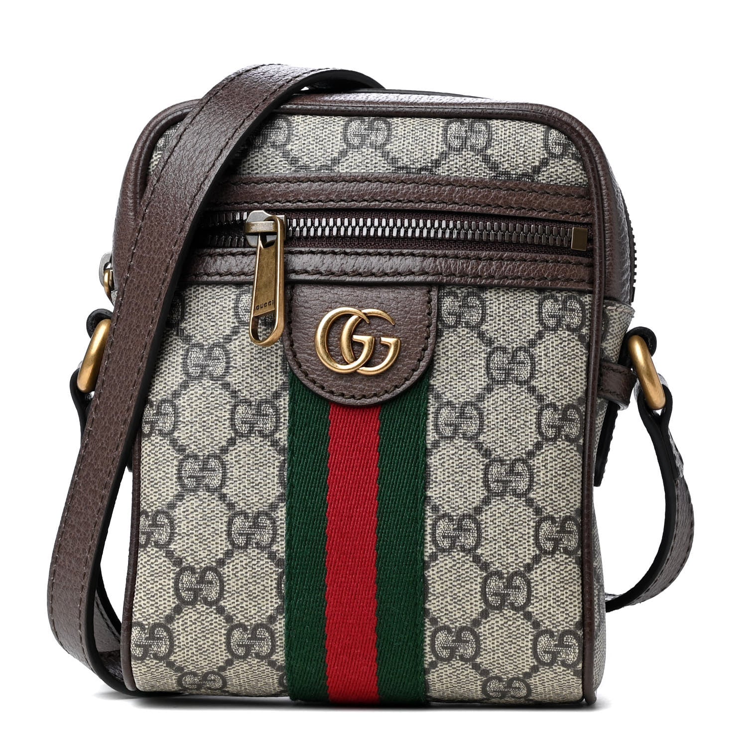 Gucci GG Supreme Monogram Web Mini Ophidia Messenger Brown 1 of 4