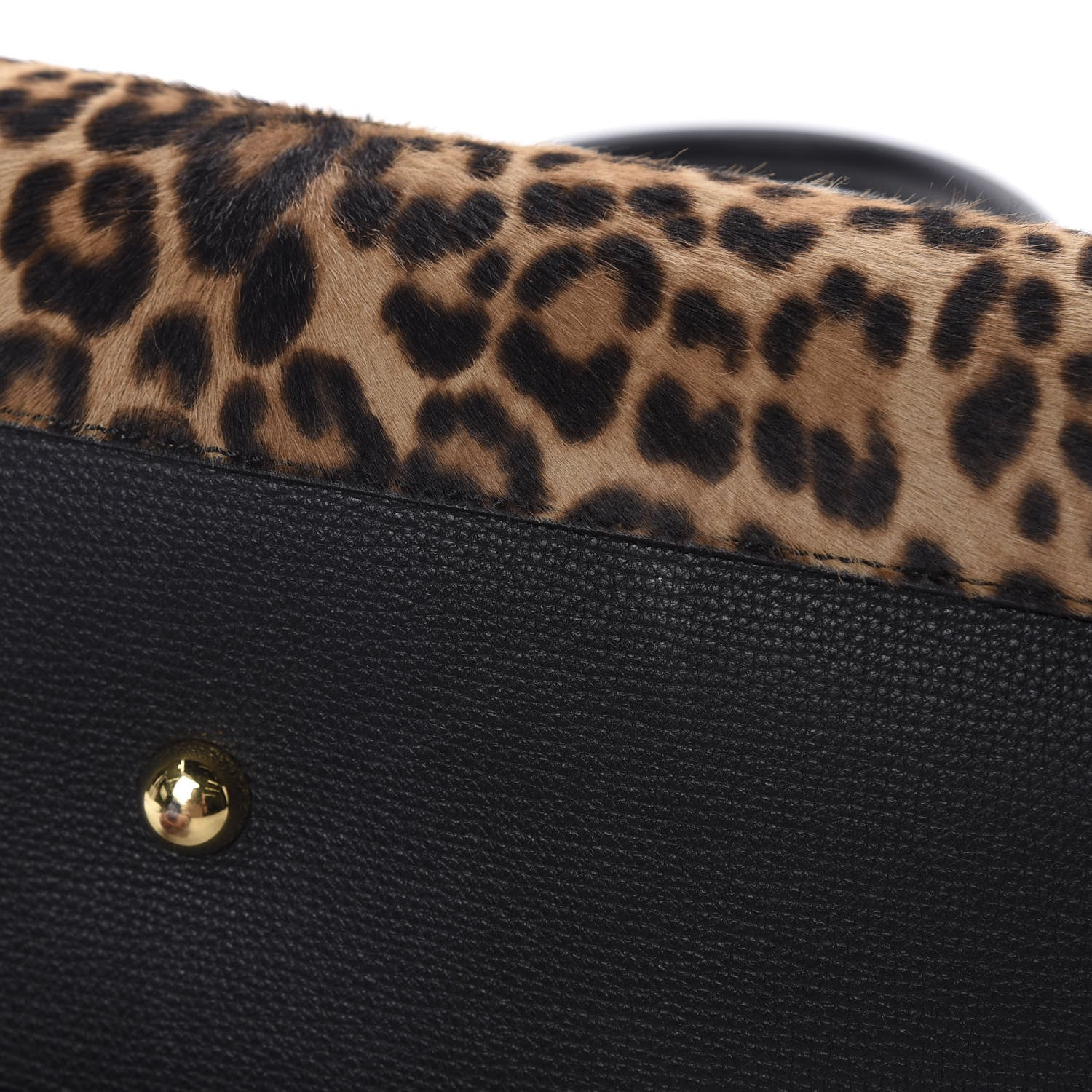 Burberry Calf Hair Leopard Print House Check Medium Banner Tote Black 13 of 13