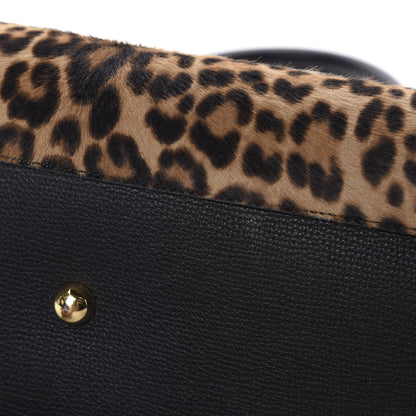 Burberry Calf Hair Leopard Print House Check Medium Banner Tote Black 13 of 13