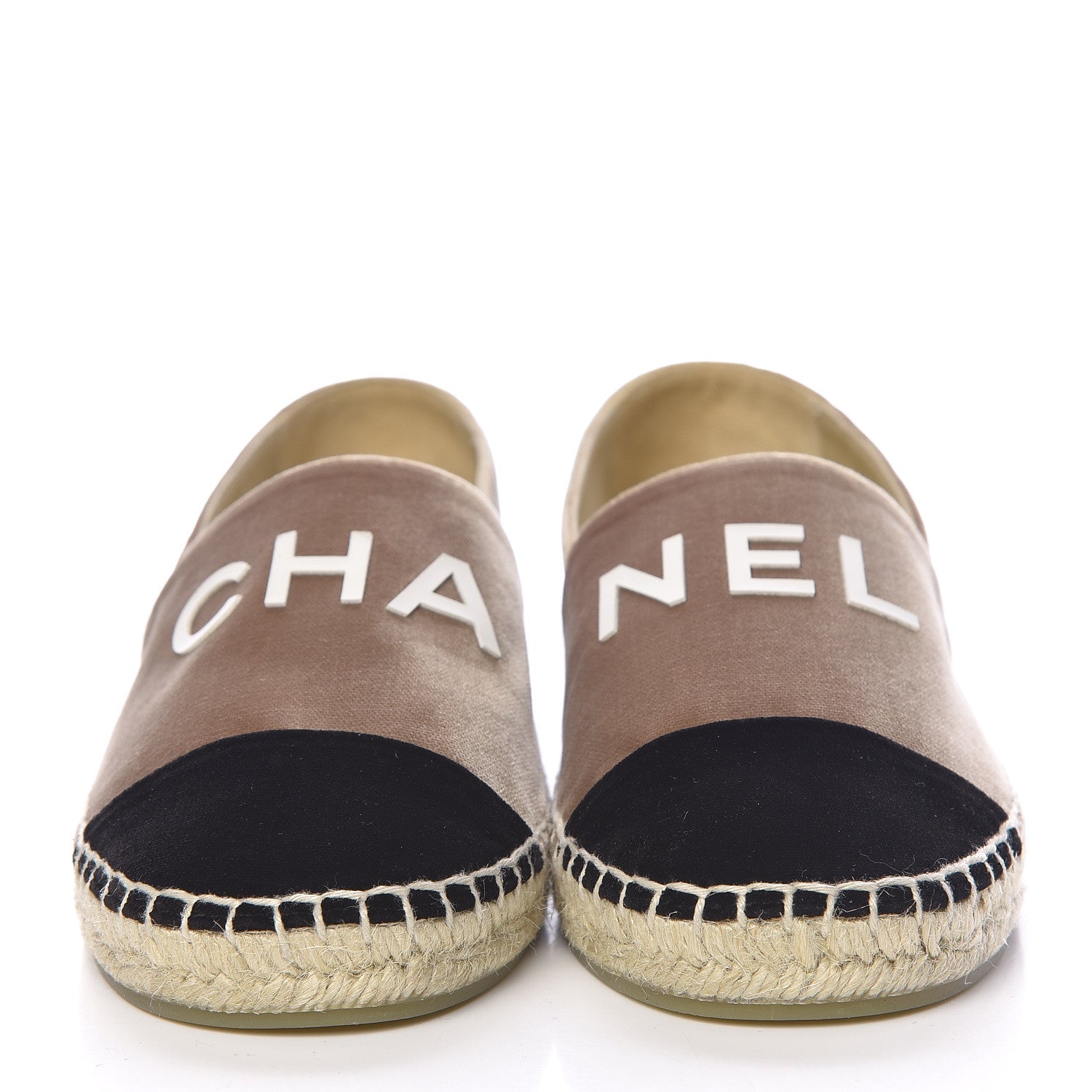 Chanel Velvet Logo Espadrilles 36 Beige Black 2 of 10