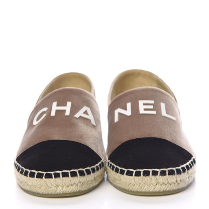 Chanel Velvet Logo Espadrilles 36 Beige Black 2 of 10