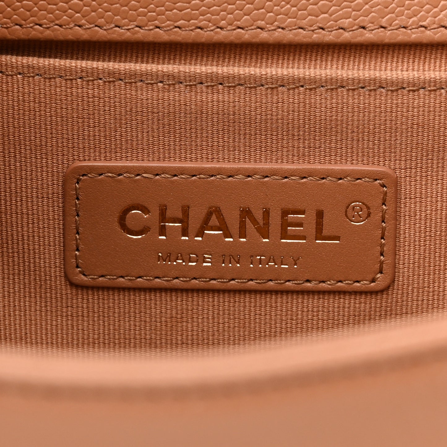 Caviar Quilted Medium Boy Flap Light Brown