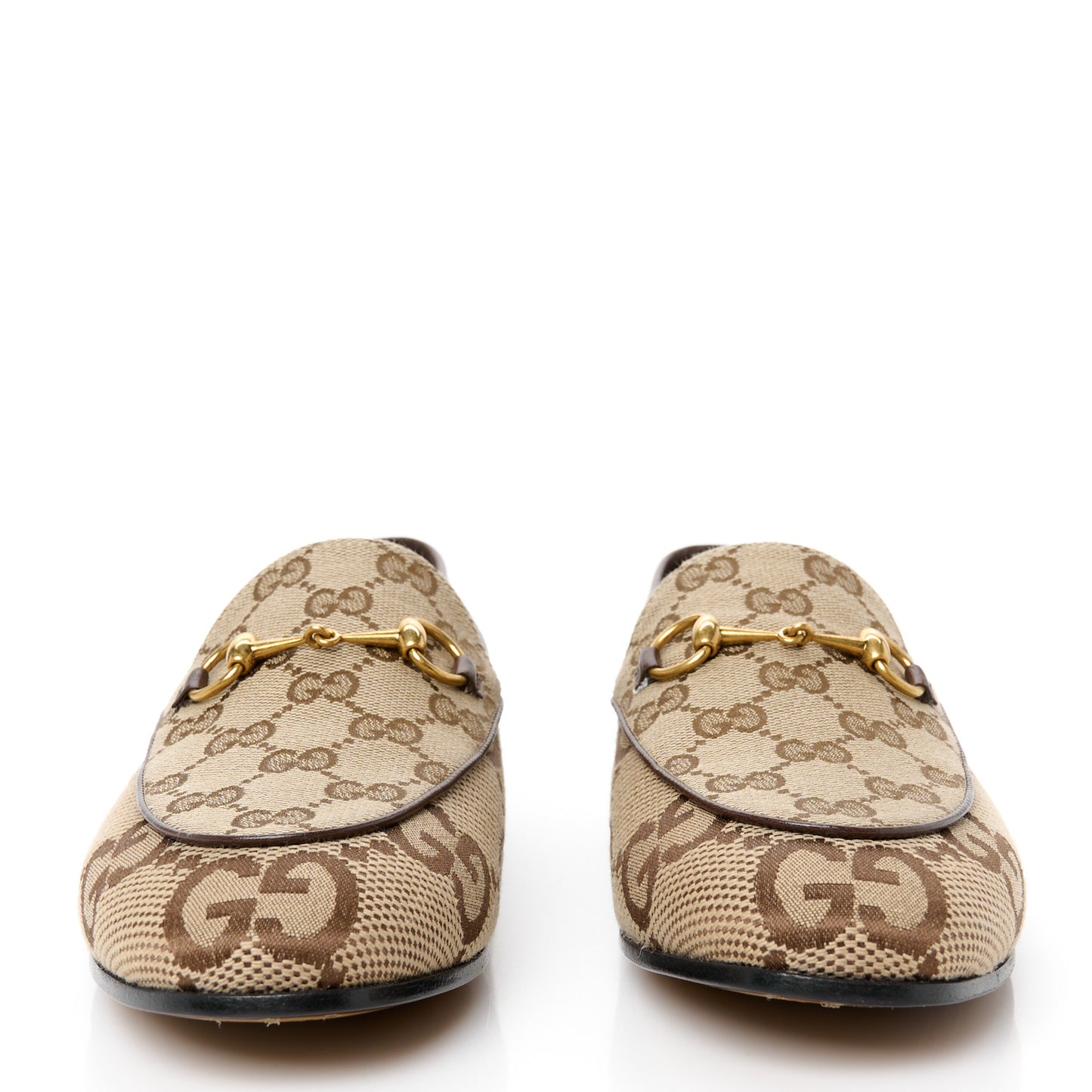 Monogram Jumbo GG Malaga Kid Horsebit Womens Jordaan Loafers 39.5 Camel Ebony New Acero Beige