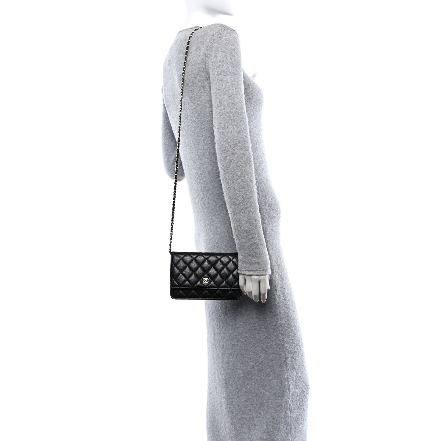 Caviar Quilted Wallet On Chain WOC Black