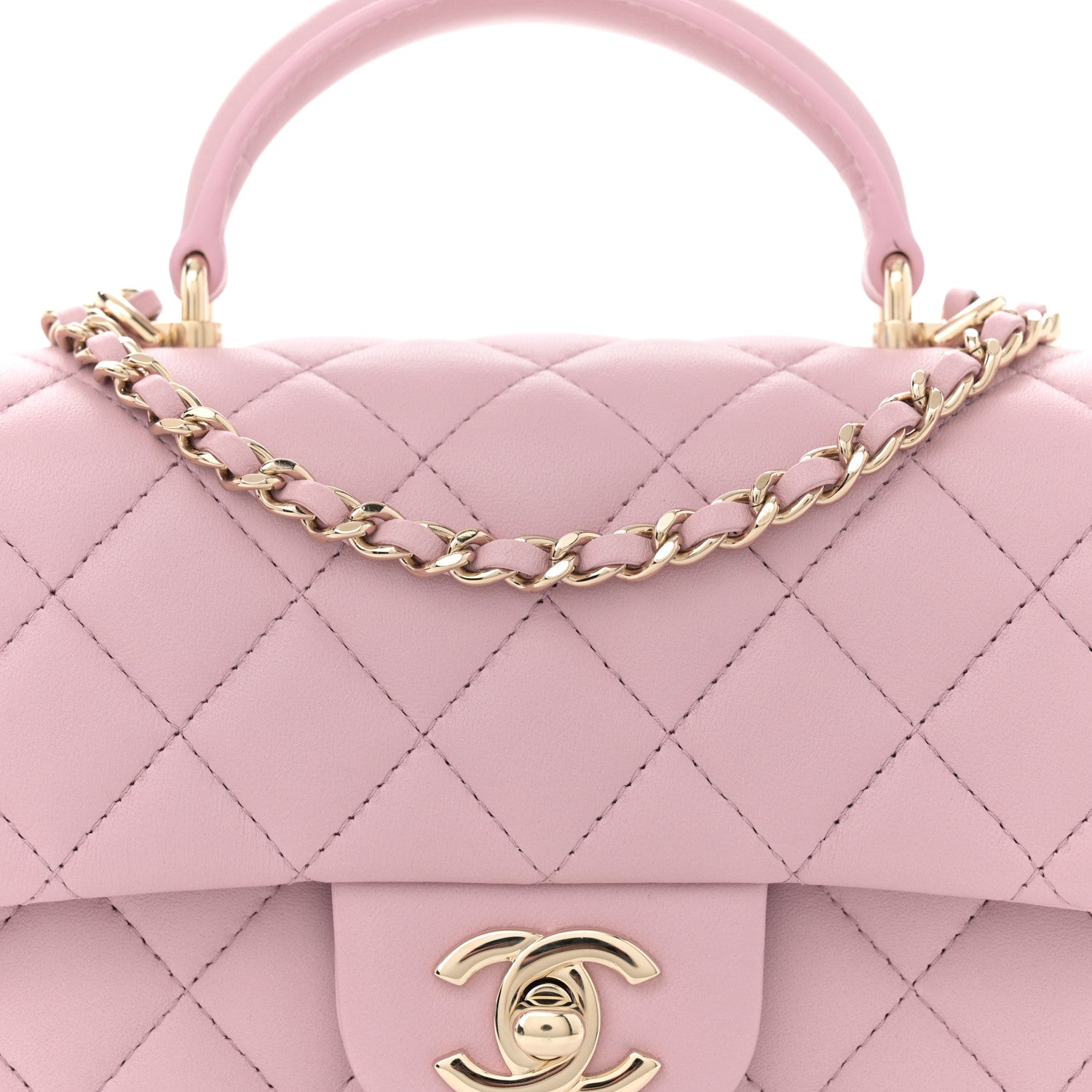 Chanel Lambskin Quilted Mini Top Handle Rectangular Flap Light Pink 8 of 11