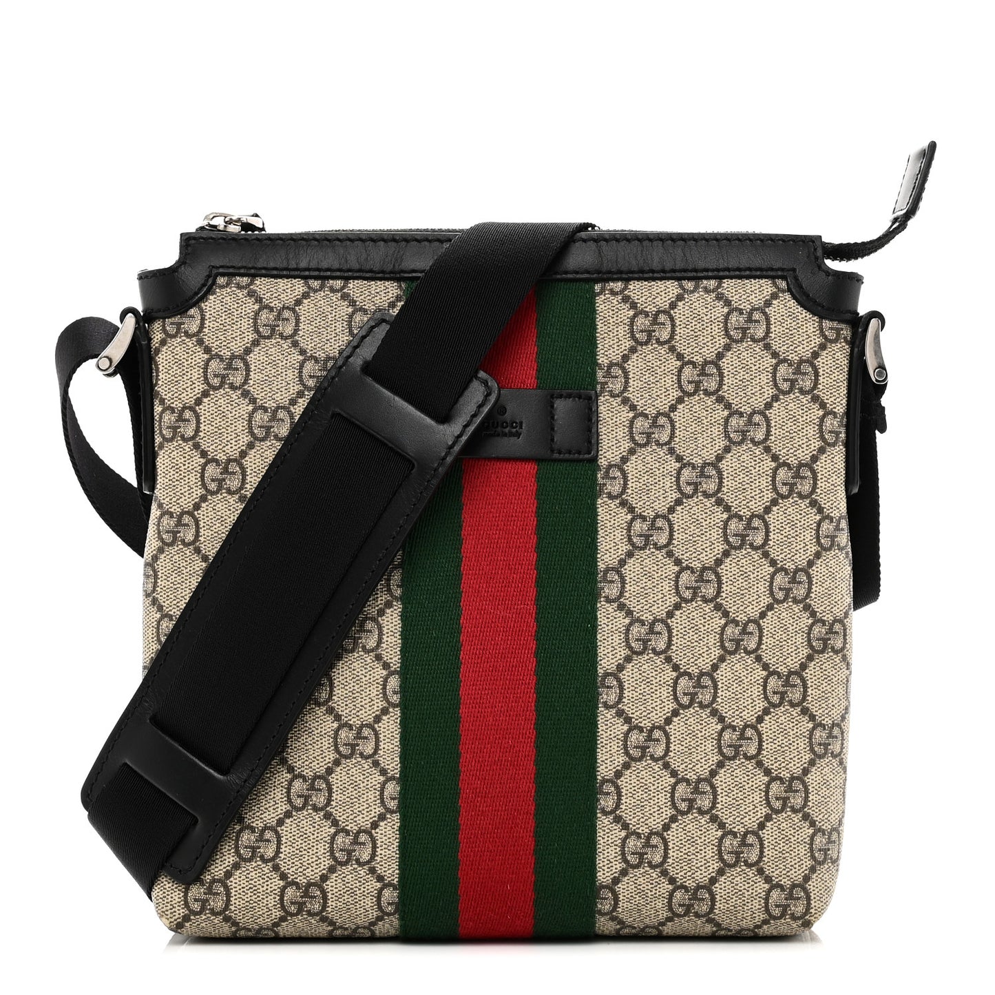 GG Supreme Monogram Web Messenger Bag Black