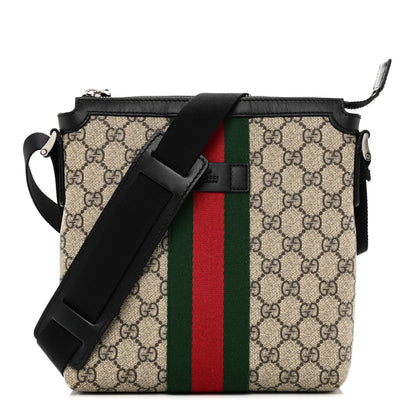 Gucci GG Supreme Monogram Web Messenger Bag Black 1 of 10
