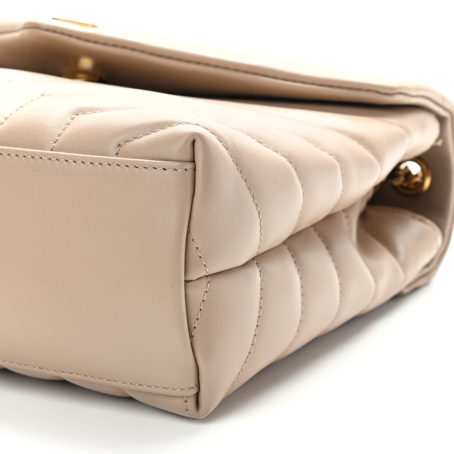 Calfskin Y Quilted Monogram Small Loulou Chain Satchel Dark Beige