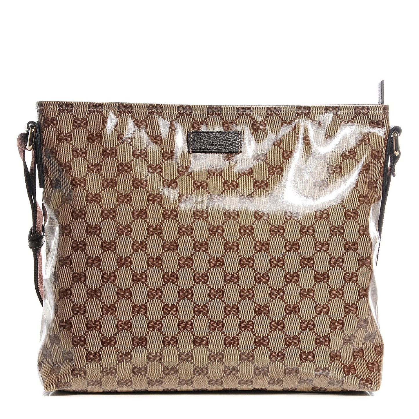 Crystal Monogram Large Flat Messenger Bag Dark Brown