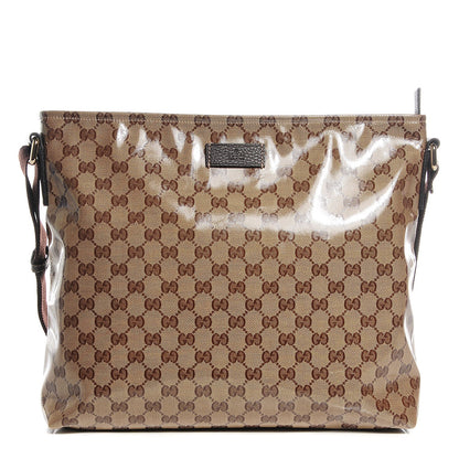 Gucci Crystal Monogram Large Flat Messenger Bag Dark Brown 1 of 8