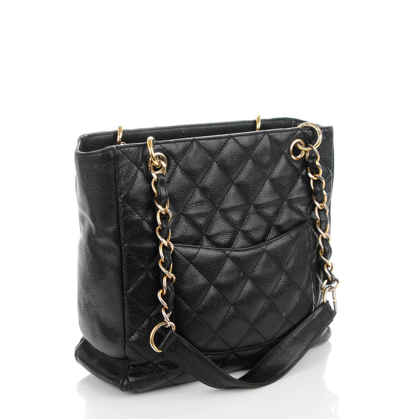 Caviar Quilted Petit Shopping Tote PST Black