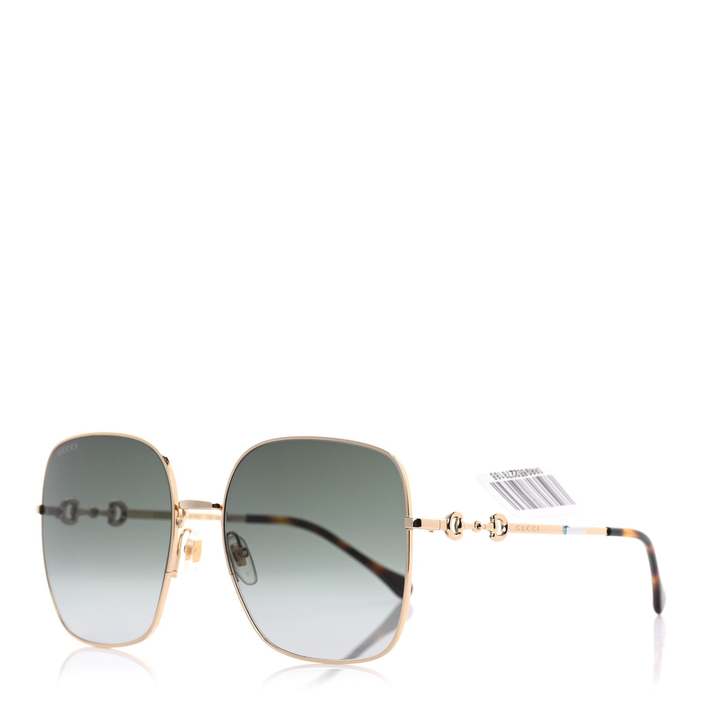 Metal Horsebit Square Frame Sunglasses GG0879S Gold