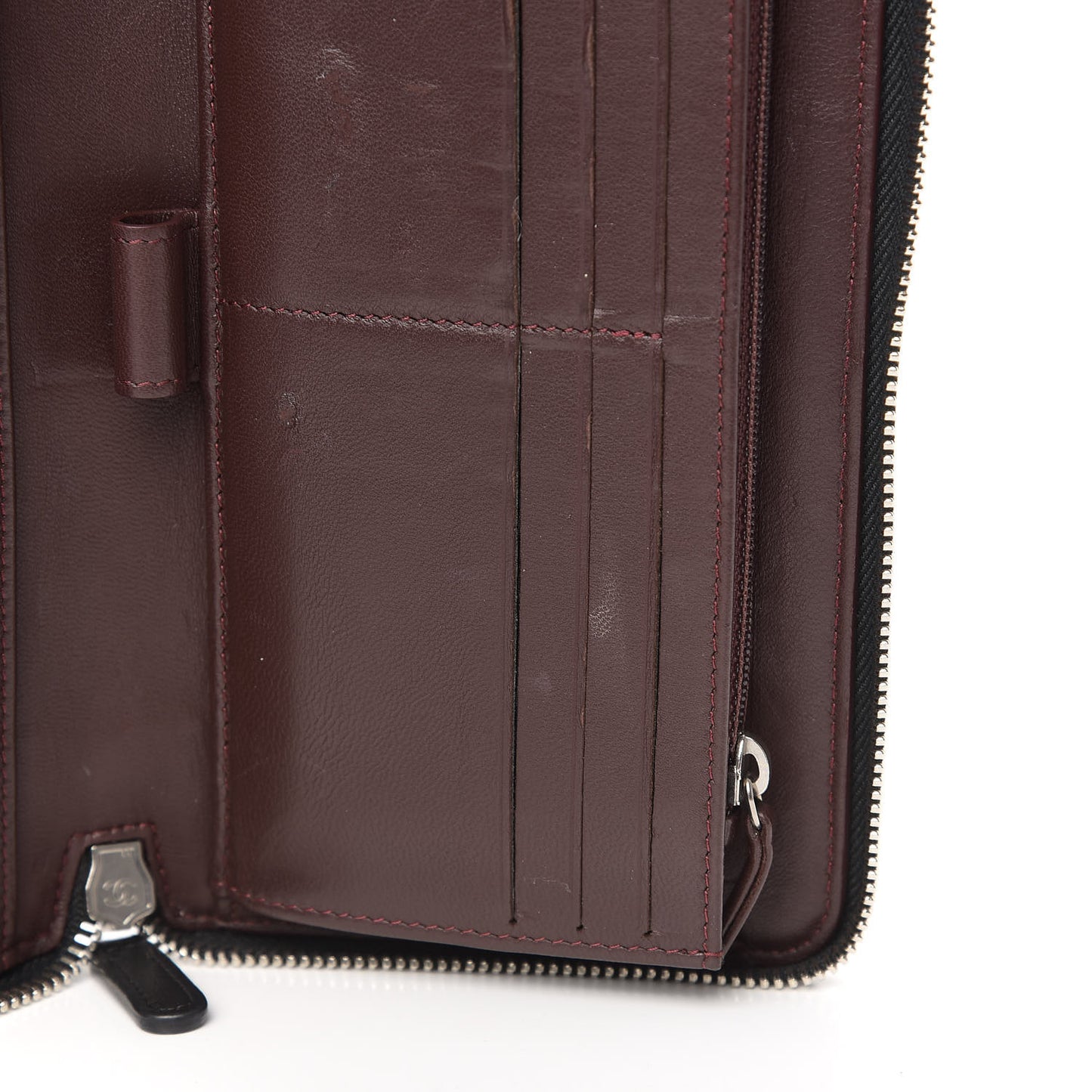 Lambskin Quilted Large Zip Around Organizer Wallet Black