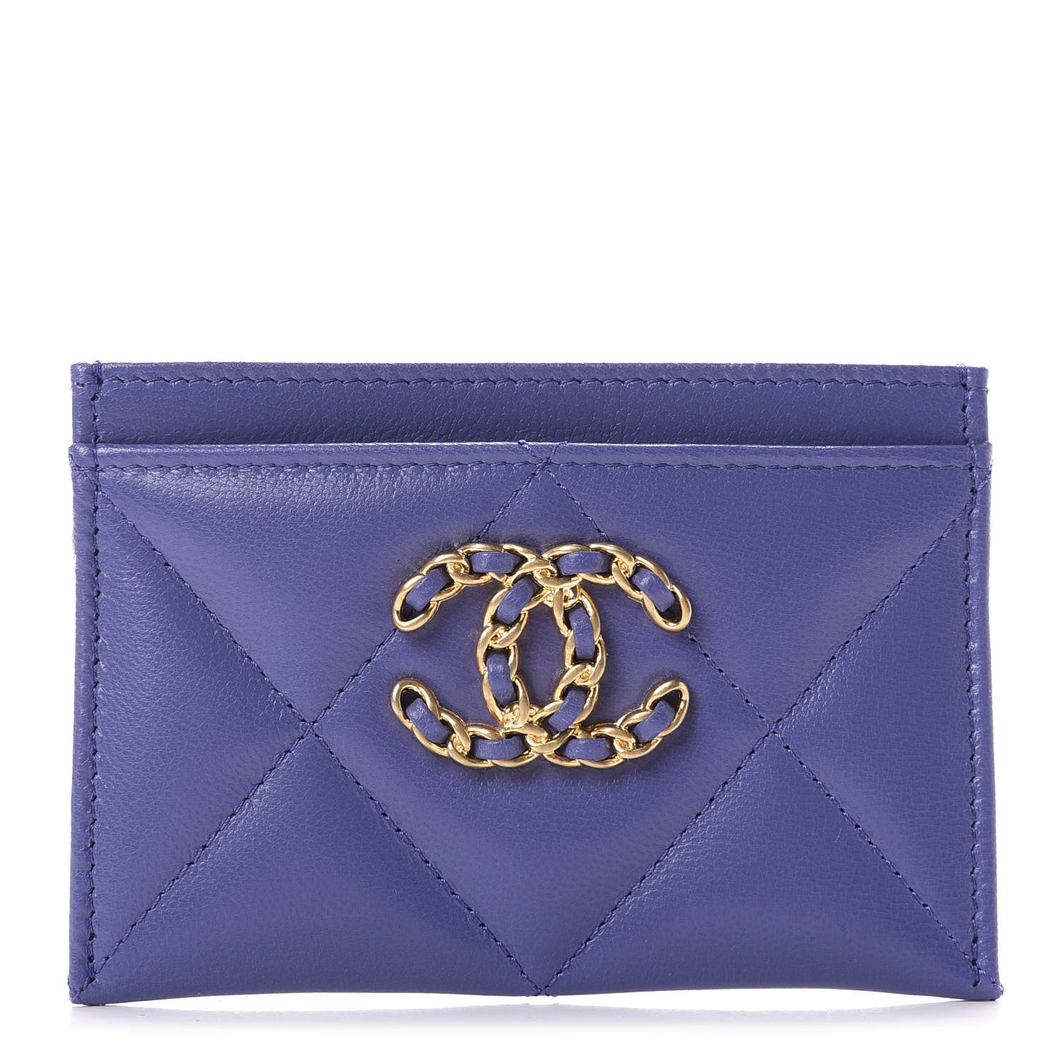 Chanel Shiny Goatskin Quilted 19 Card Holder Purple 1 of 9
