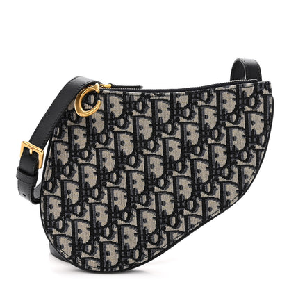 Christian Dior Oblique Saddle Pouch With Strap Navy Blue 1 of 16