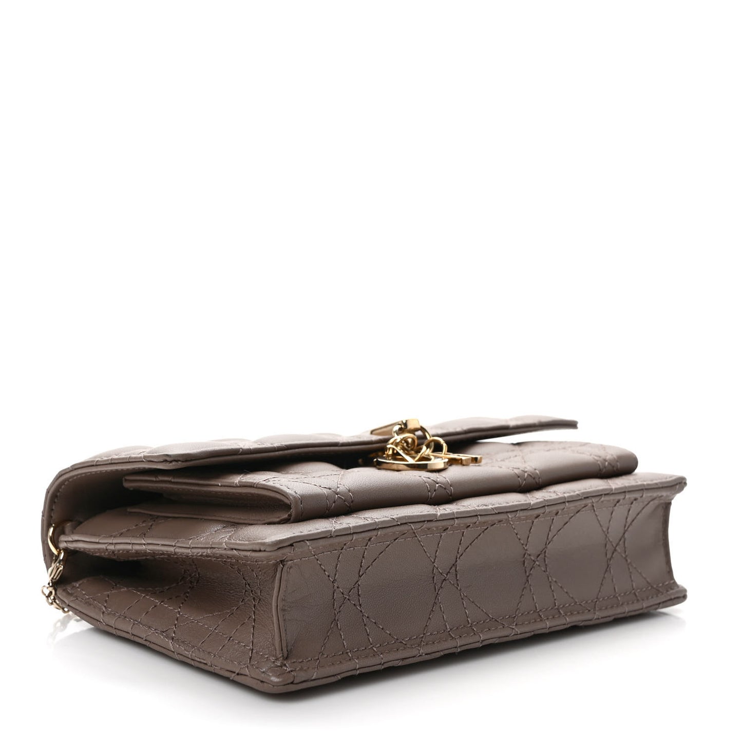 Lambskin Chain Lady Dior Chain Pouch Warm Taupe