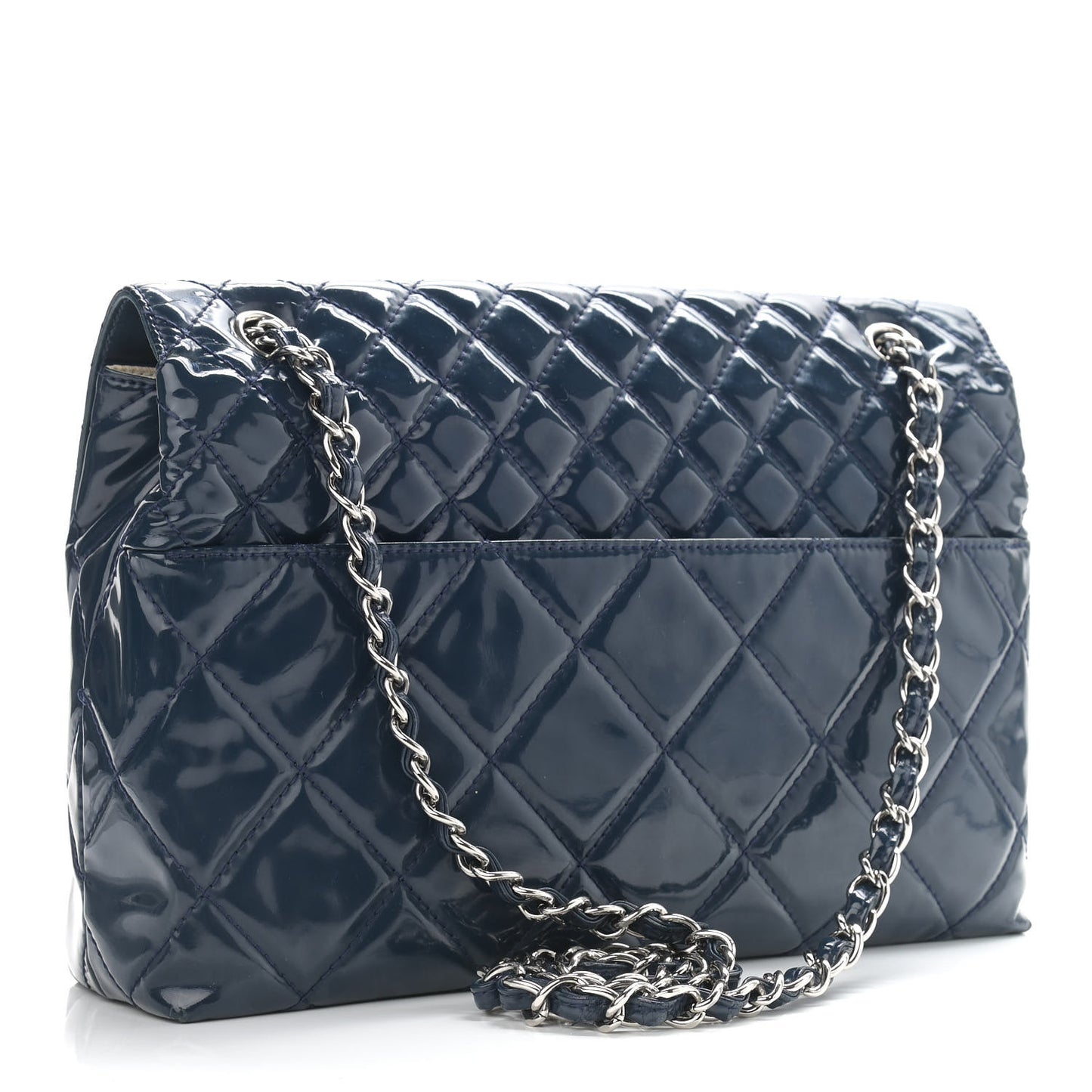 Vinyl Quilted In the Business Flap Bag Navy Blue