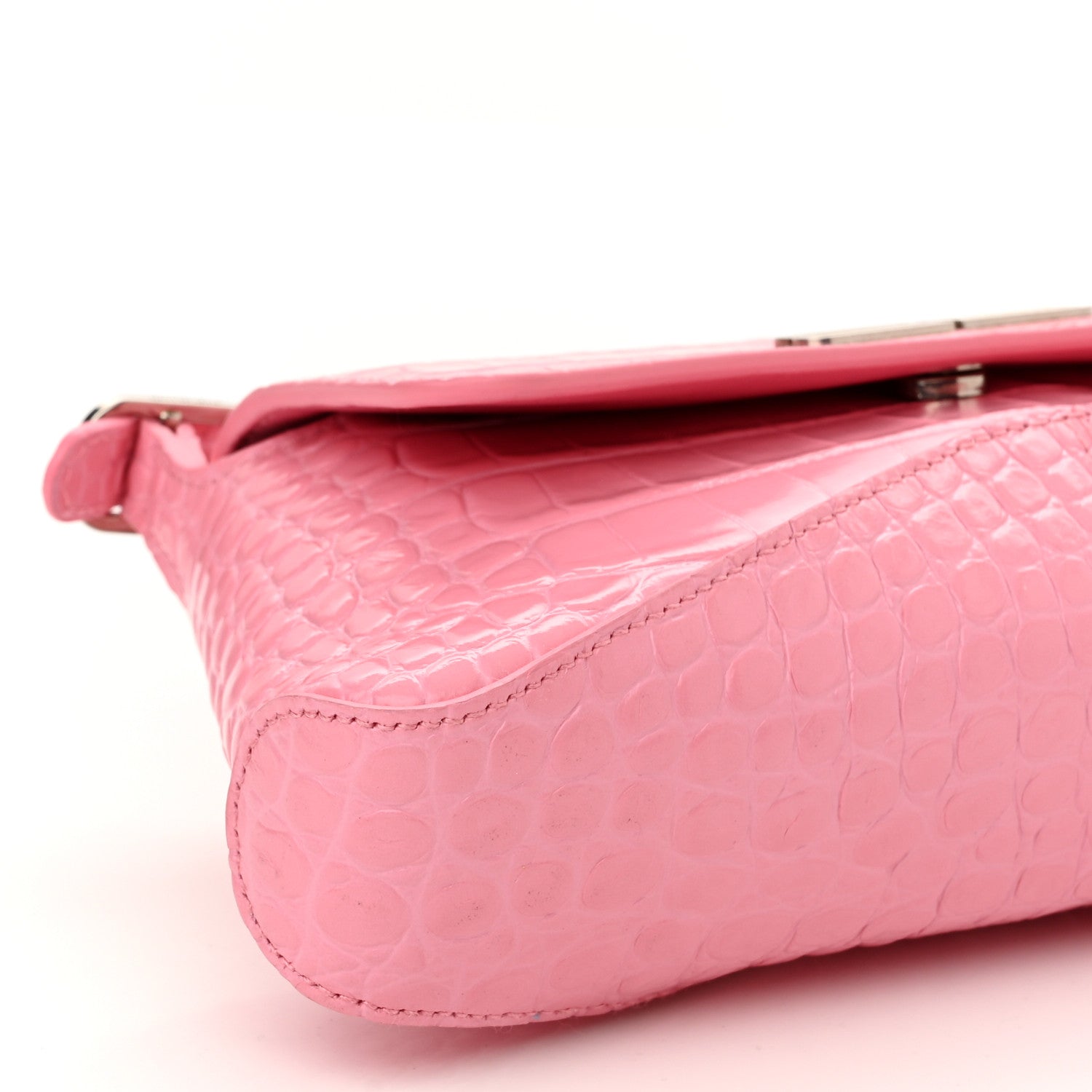 Balenciaga Shiny Super Supple Calfskin Crocodile Embossed Small XX Flap Stretch Bag Sweet Pink 9 of 13
