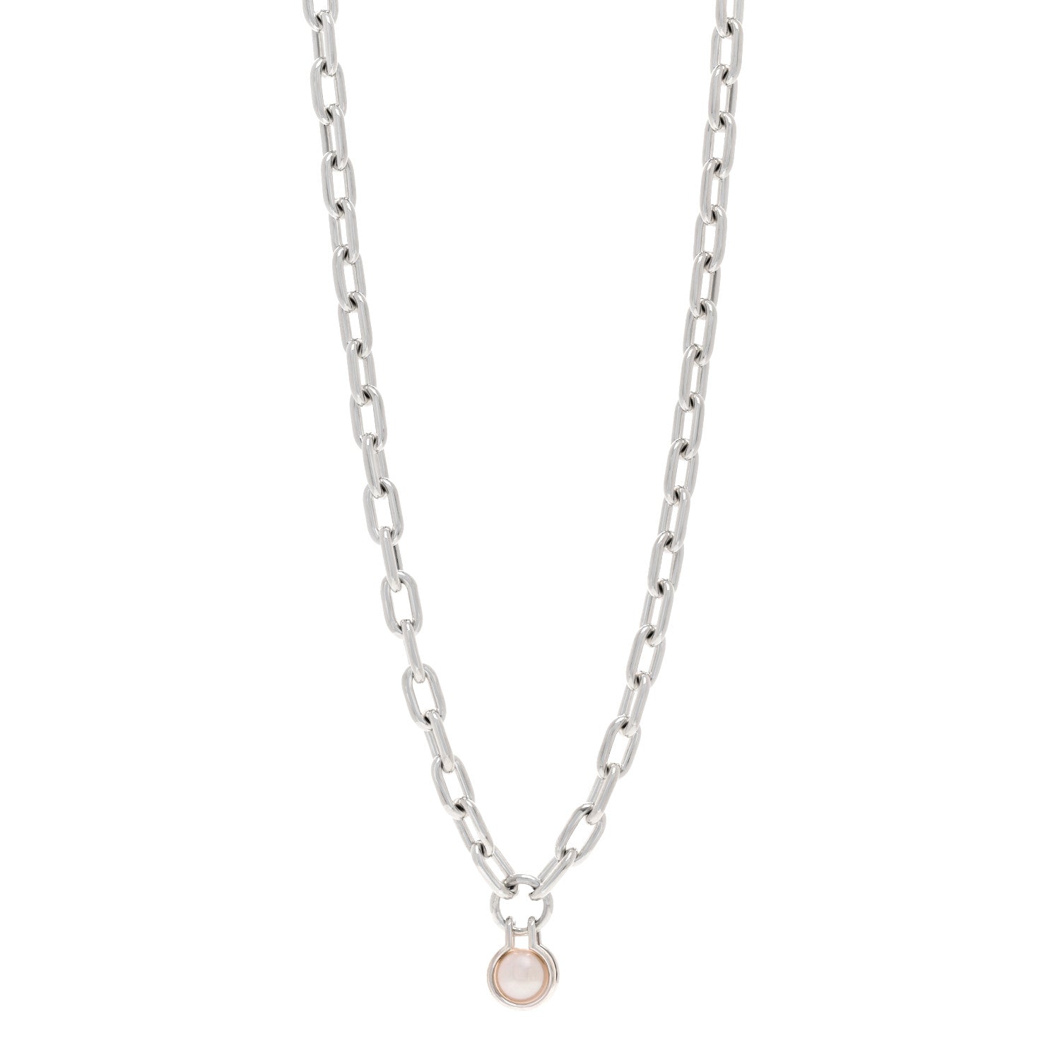 Tiffany Sterling Silver Pearl HardWear Necklace 32" 1 of 4