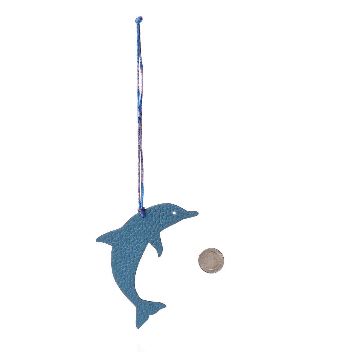 Epsom Togo Petit H Dolphin Bag Charm Kiwi Blue Jean