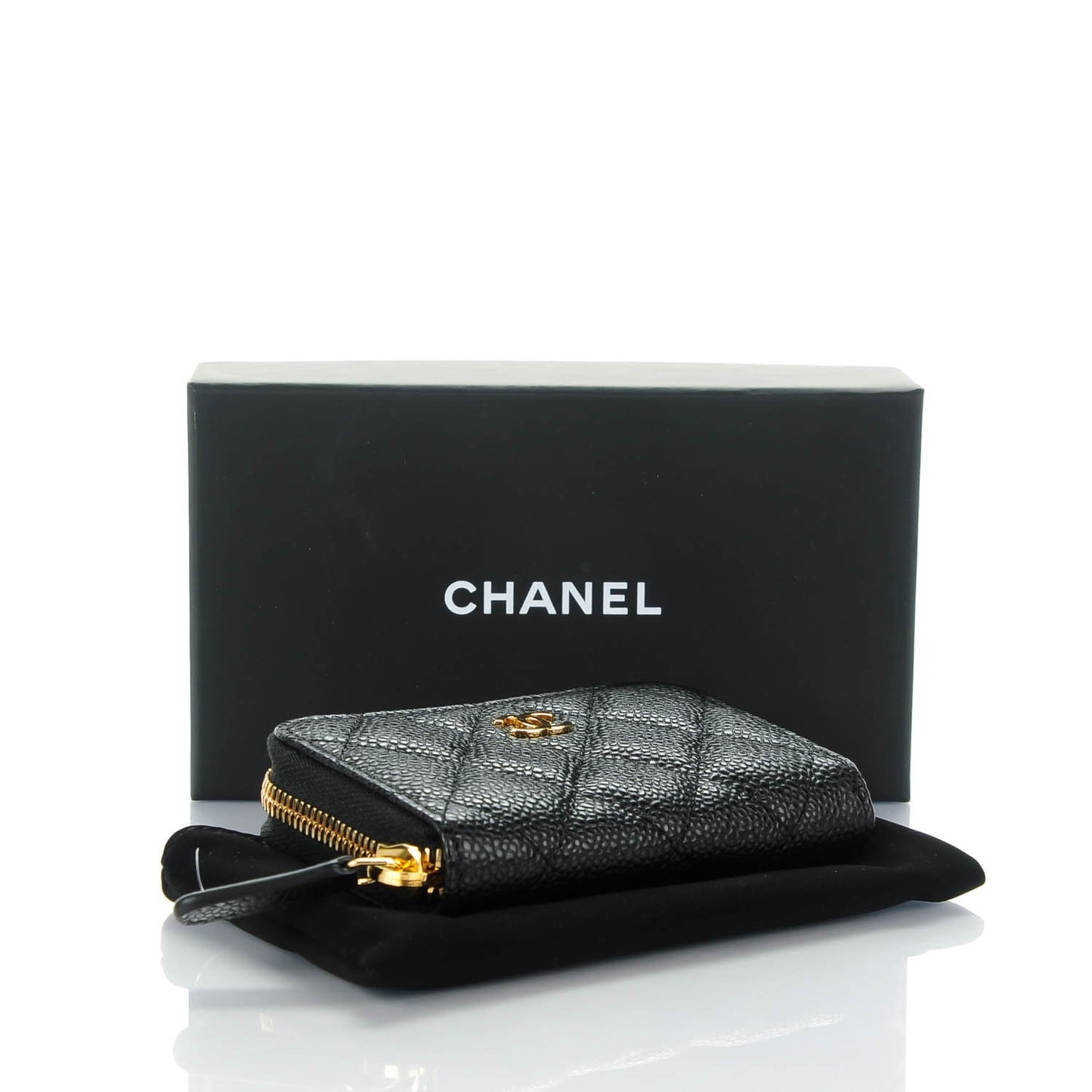 Caviar Quilted Zip Coin Purse Black