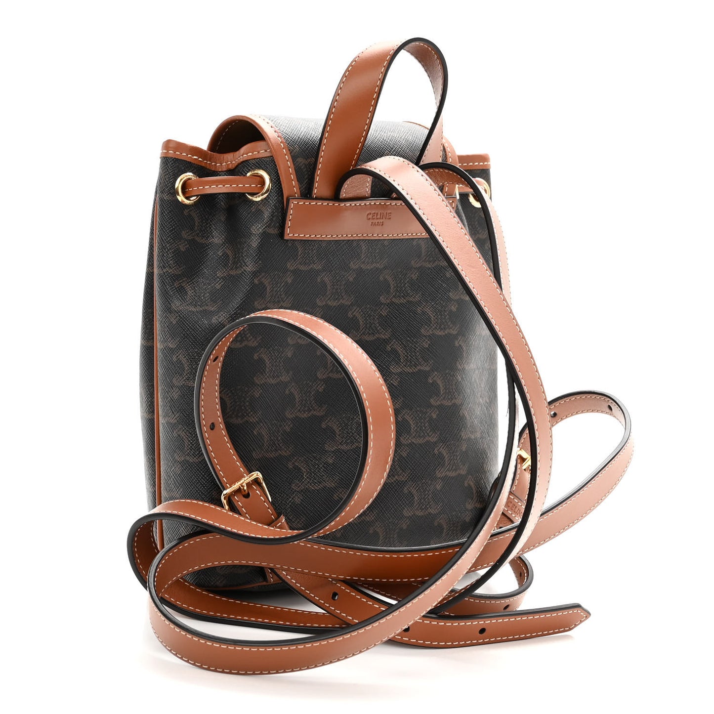 Triomphe Canvas Calfskin Mini Folco Backpack Tan