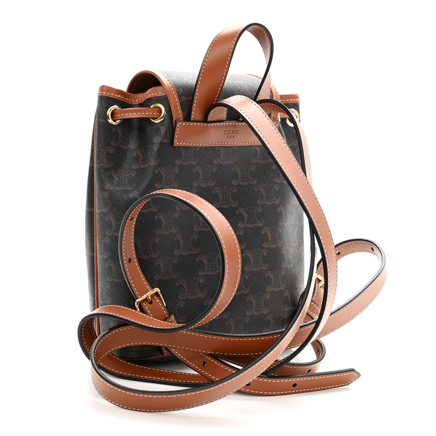 Celine Triomphe Canvas Calfskin Mini Folco Backpack Tan 3 of 10
