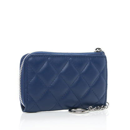 Chanel Lambskin Quilted Key Holder Case Blue 3 of 7