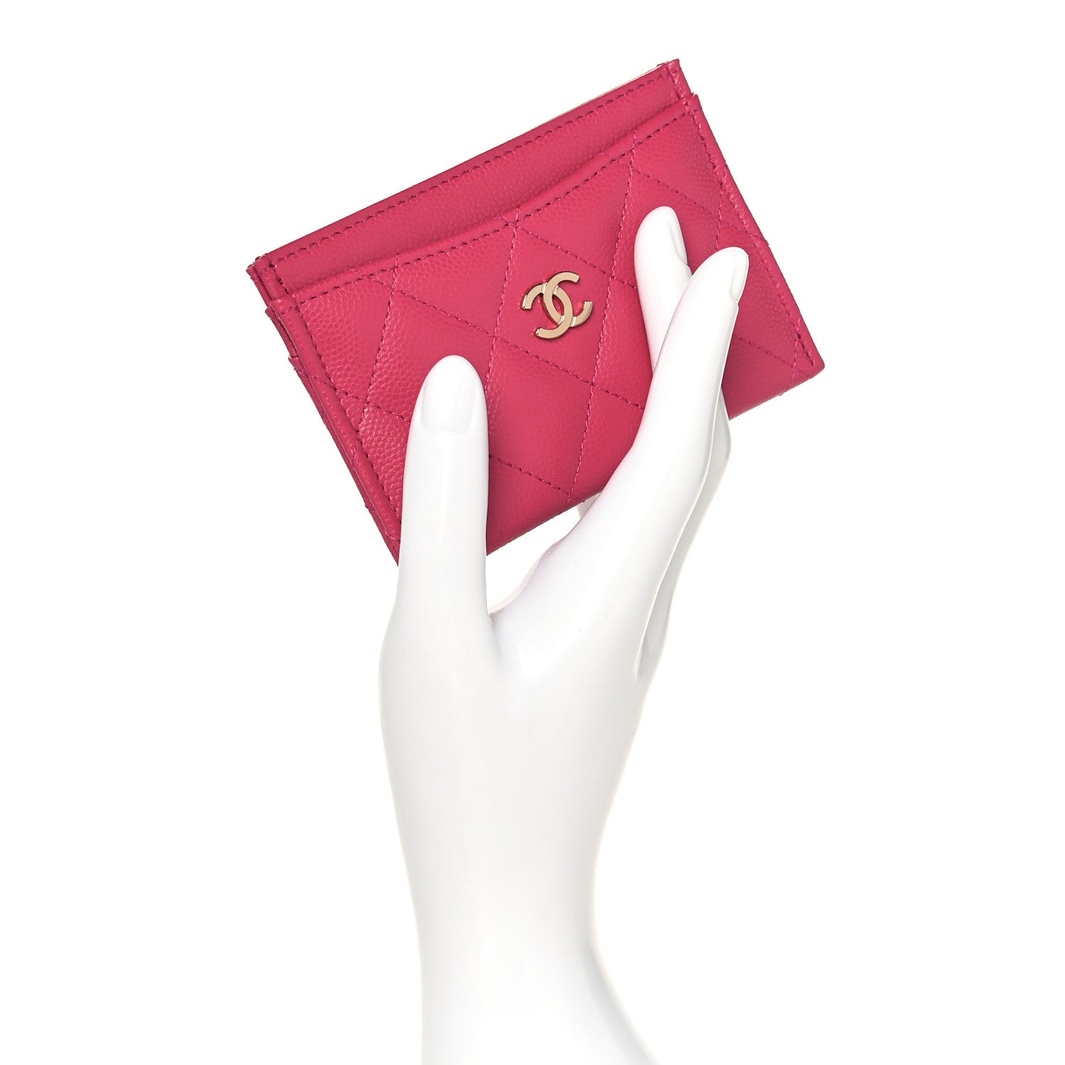 Chanel Caviar Quilted Card Holder Fuchsia 2 of 7