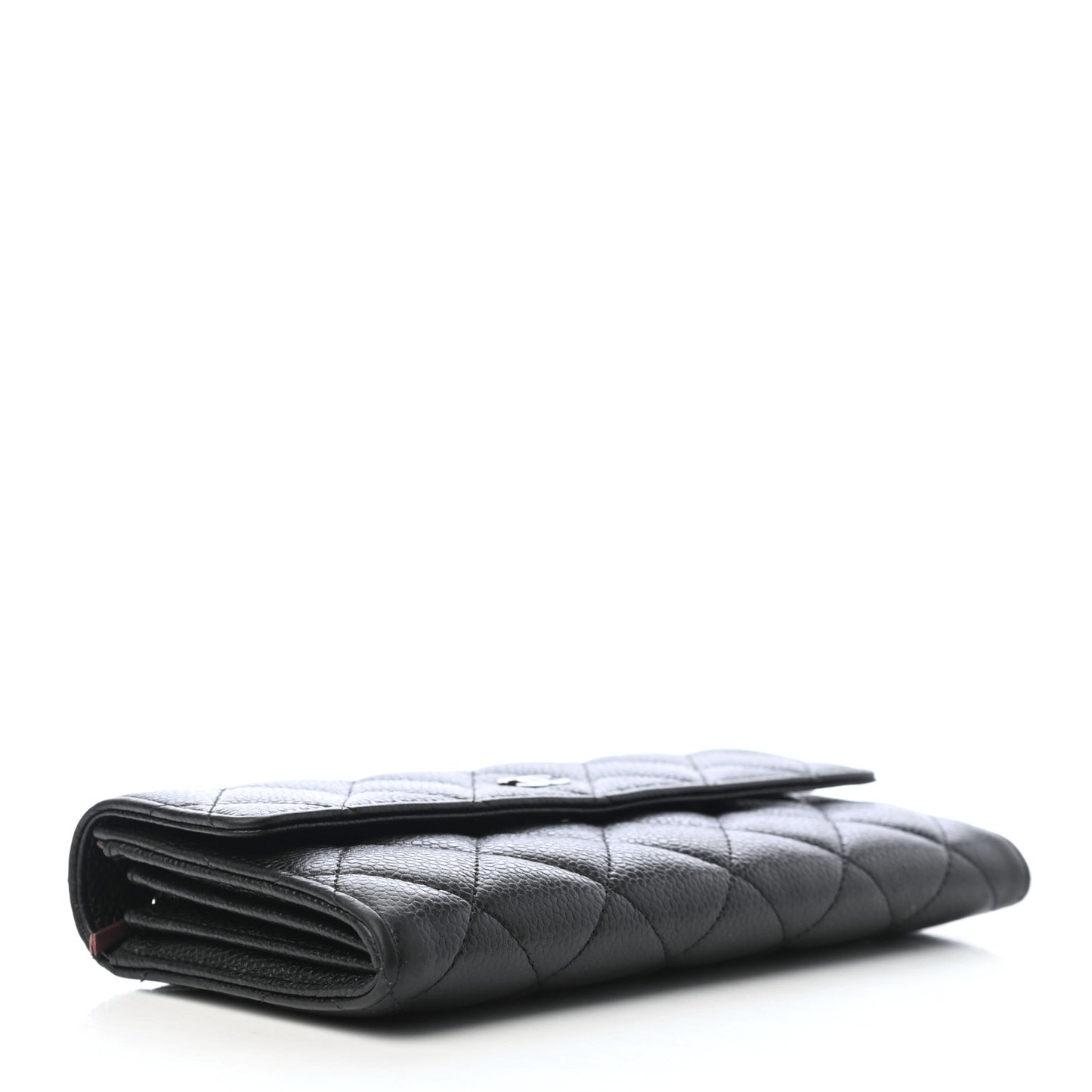Caviar Quilted Large Gusset Flap Wallet Black