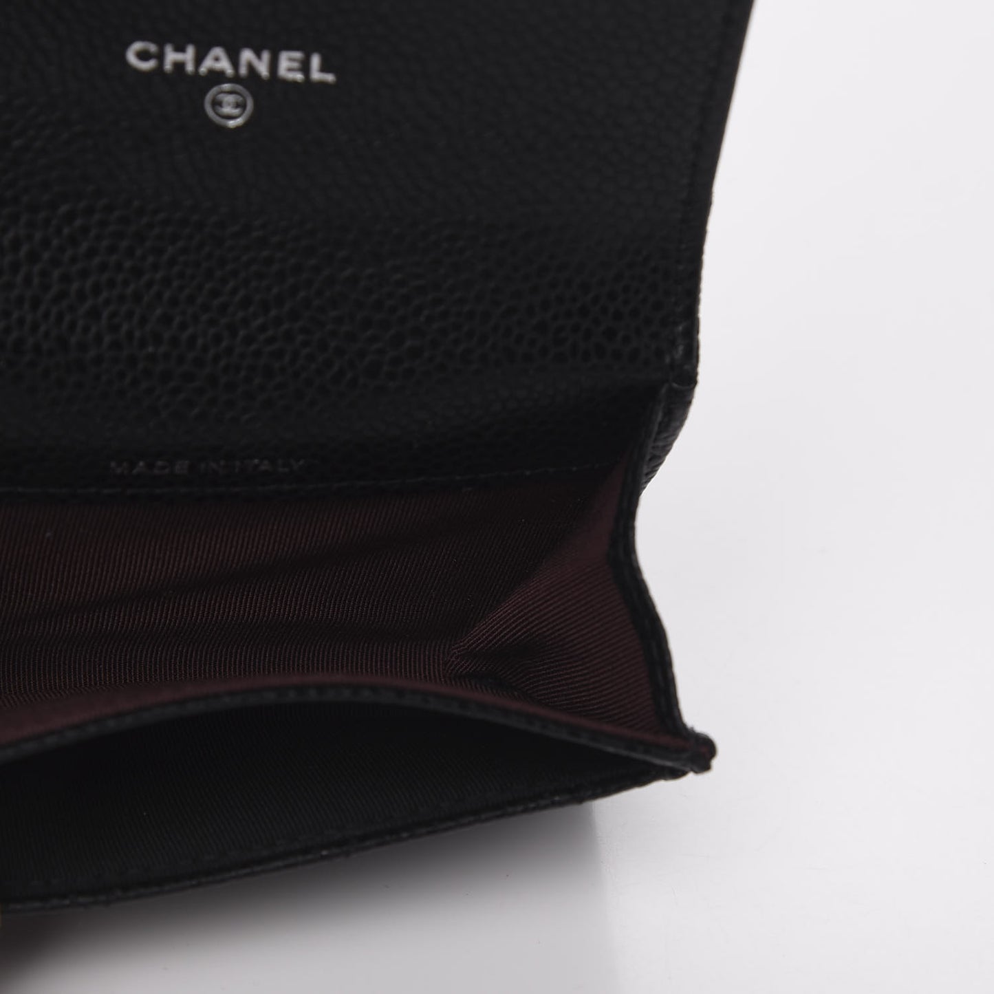 Caviar Quilted Flap Card Holder Wallet Black