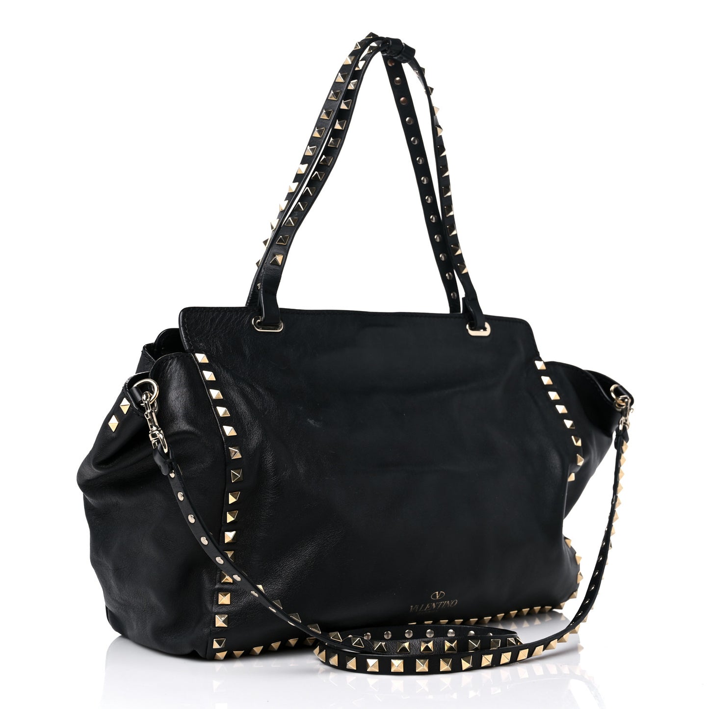 Vitello Medium Rockstud Tote Black