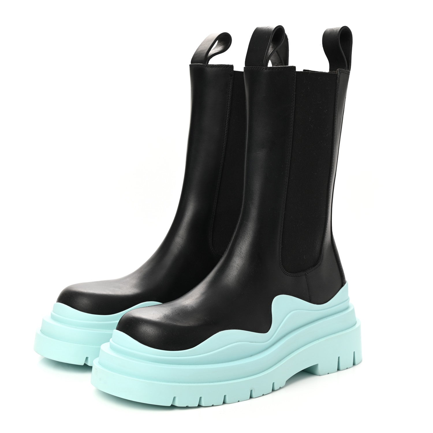Bottega Veneta Calfskin The Tire Chelsea Boots 36 Black Pale Blue 3 of 7